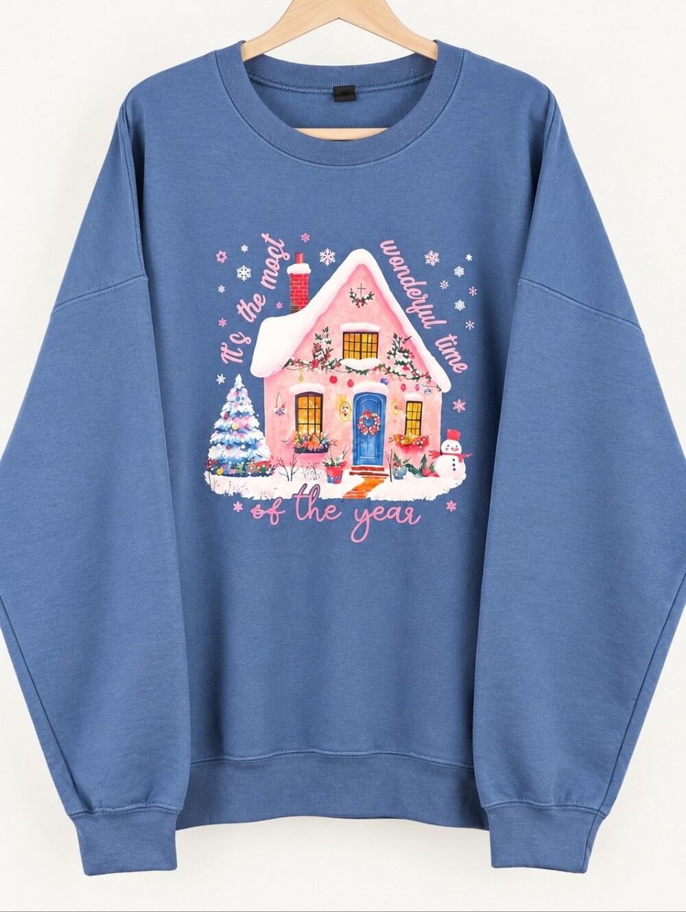 Gingerbread Dreams 3XL Washed Blue Christmas Holiday Sweatshirt NWOT Cozy